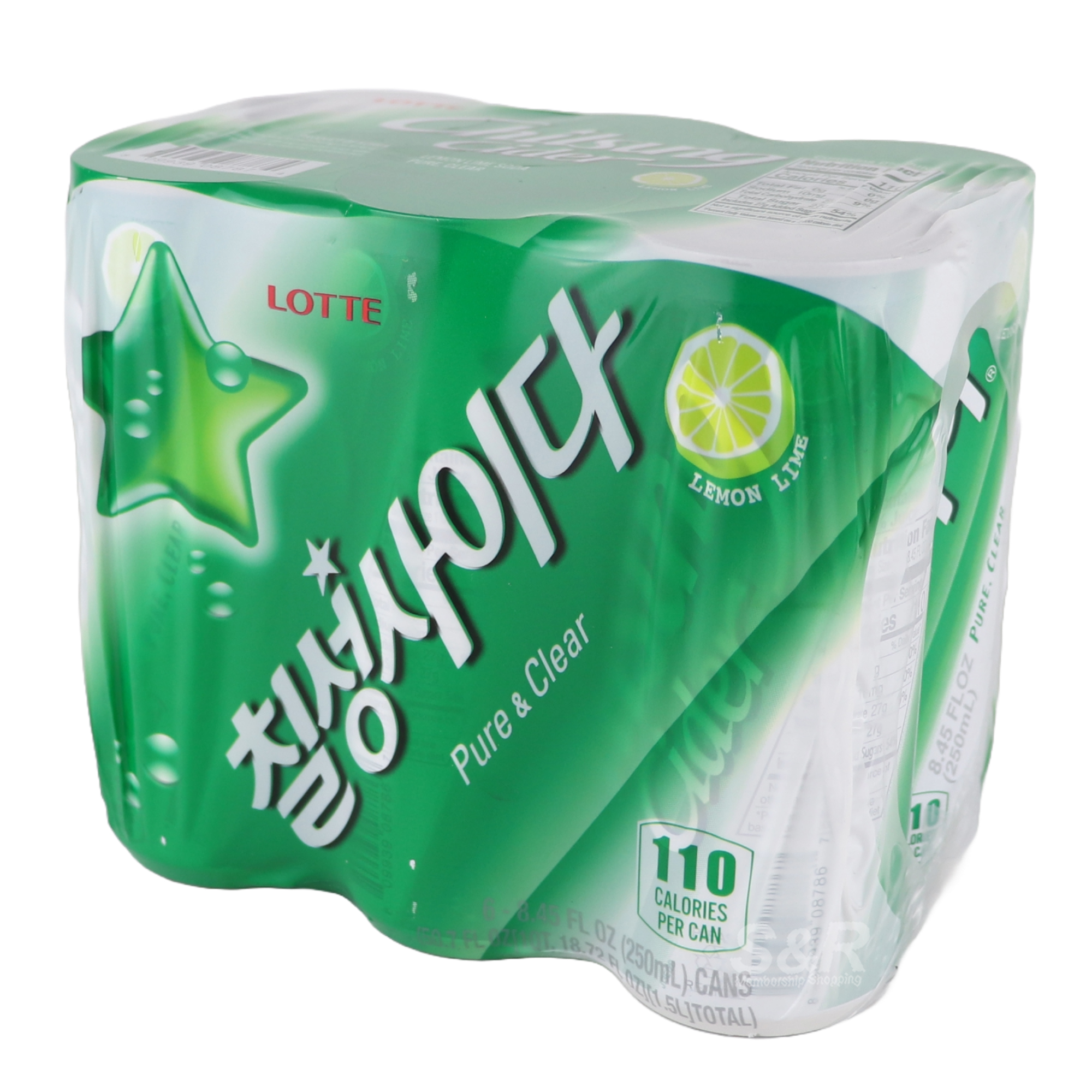Lotte Chilsung Cider Can Lemon Lime 6x250mL Lotte Chilsung Cider Can Lemon Lime 6x250mL